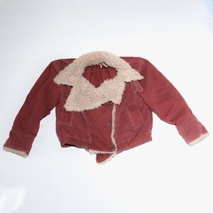 Free People Owen Sherpa Jacket Size M Wine Red